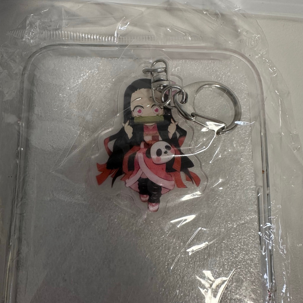 Demon Slayer Nezuko iPhone 14 Pro Max Case Pink Black NEW NWT with keychain - Picture 2 of 11
